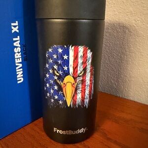 FrostBuddy Universal XL 20oz INSULATED Bottle & Can Cooler~Black Freedom Eagle